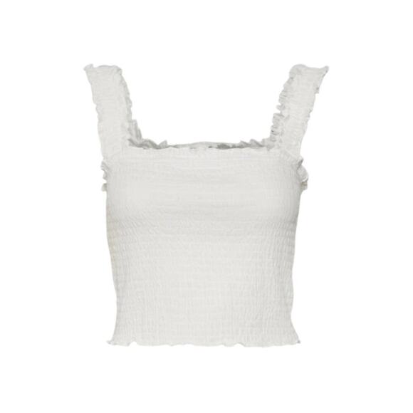 Vero Moda Smocked Isabel White Sleeveless Crop Top Size XL NWOT $29 MSRP - Picture 1 of 8